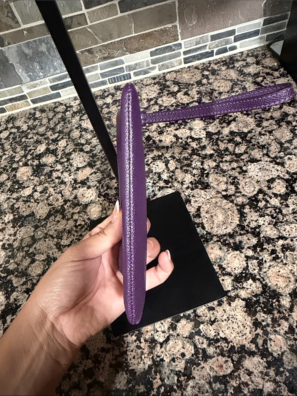 Coach Purple Leather Wristlet with Logo - Picture 3 of 5